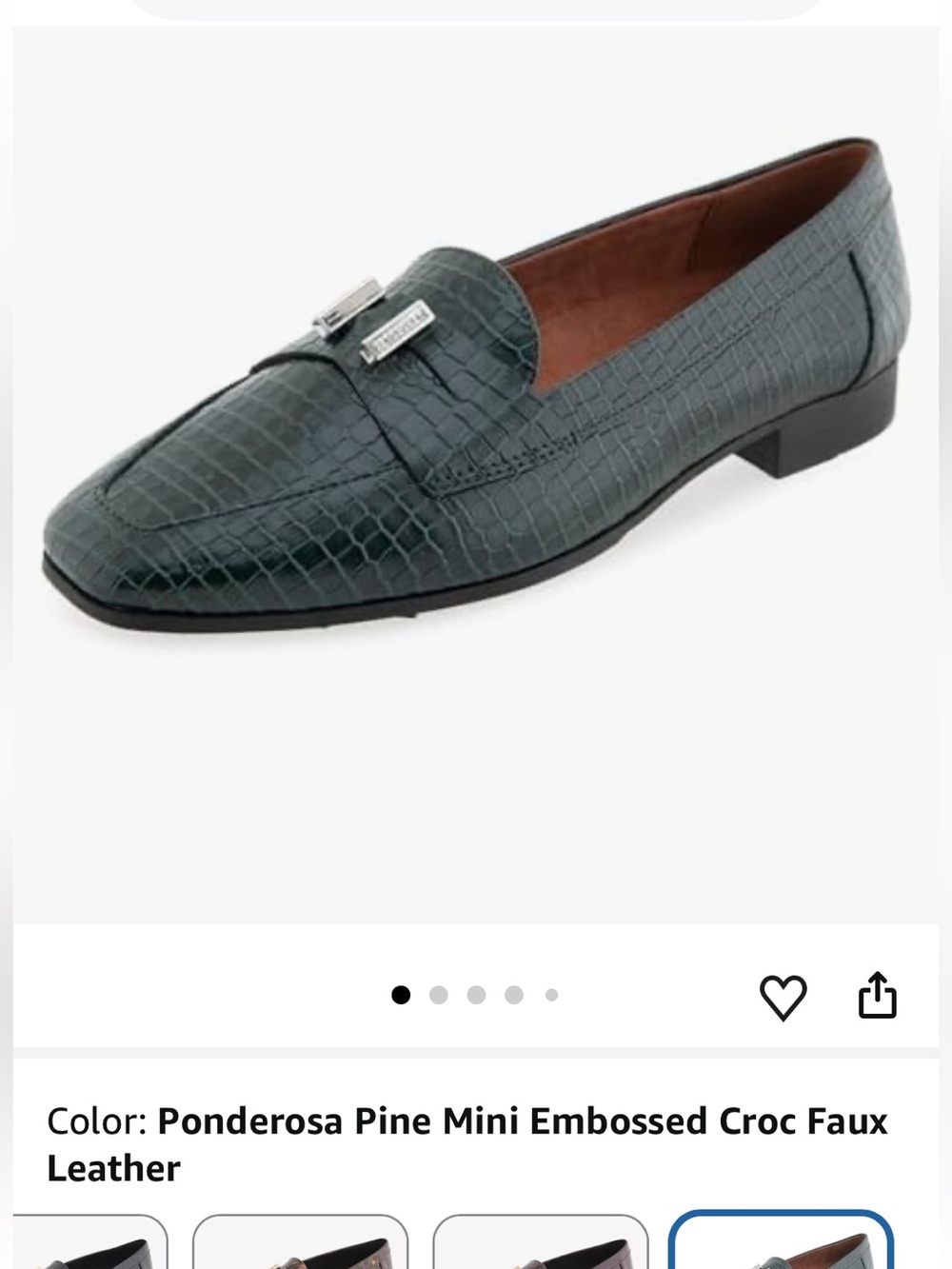 AEROSOLES Green Croc-Embossed Slip-On Loafers with Silver Accents size 6 new